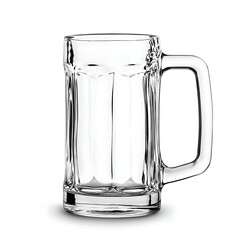 Glass beer mug empty clean clear surface elegant shape drinking concept white bar background minimal
