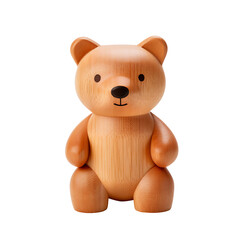 Fototapeta premium Adorable wooden toy bear isolated on transparent background