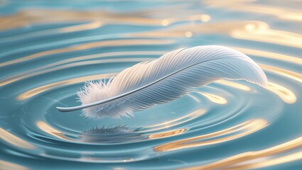A feather is floating on the surface of a body of water