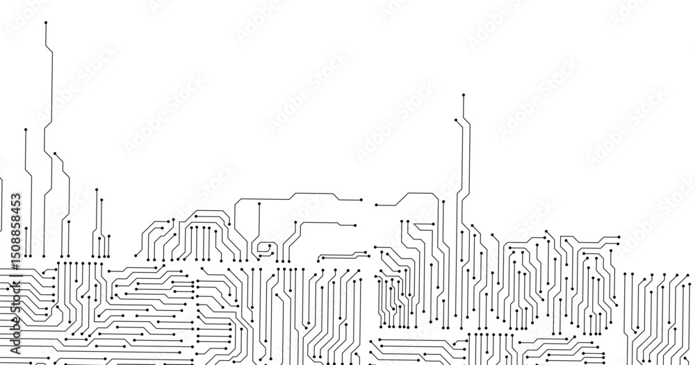 Poster circuit board pattern dots and lines for technology background. vector illustration