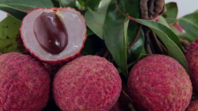 Lychee fruits rotation in circle.