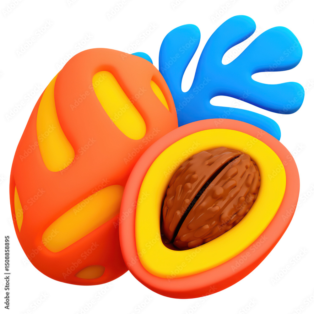 Poster vibrant and playful avocado concept with colorful elements and texture, isolated on transparent back