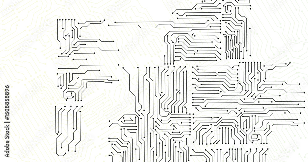 Poster electronics board. circuit board electronic hi tech pattern. vector abstract technology on white bac
