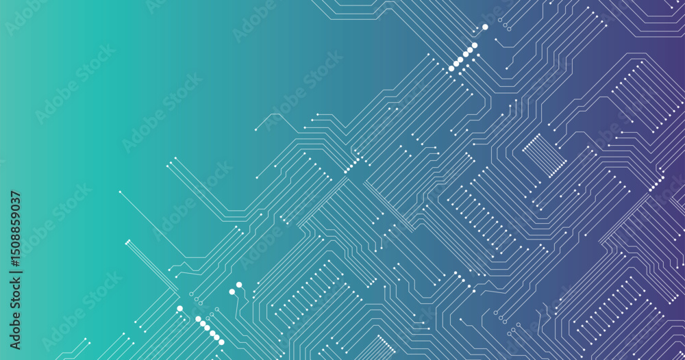 Poster electronics board. circuit board electronic hi tech pattern. vector abstract technology on gradient 