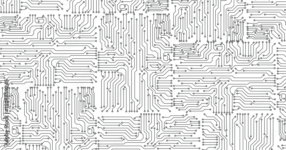 Poster vector eps10. white printed circuit board texture background. digital tech back. information technol