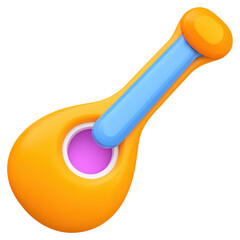 Colorful musical instrument with vibrant design and playful appearance, isolated on transparent background.