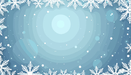 Snowflake winter pattern on a light blue background, with copy space