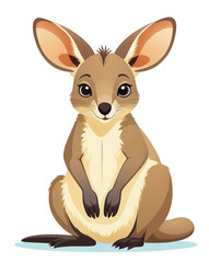 Fototapeta premium Smiling cartoon wallaby with friendly eyes and upright posture. Isolated on transparent background PNG.