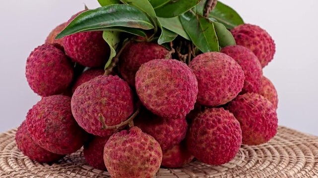 Pile of Sweet Lychee. Panning shot.