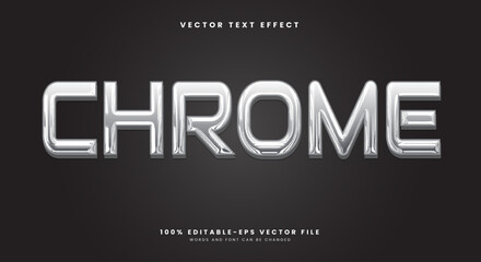 Silver chrome 3d editable text effect template Suitable for modern style