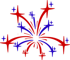 Usa Independence Day Red and Blue Fireworks Graphic Illustration