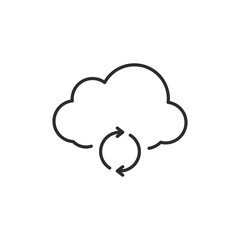 The minimalist icon depicts a cloud with circular arrows, symbolizing data synchronization and cloud storage, essential for seamless information management and optimal accessibility across devices