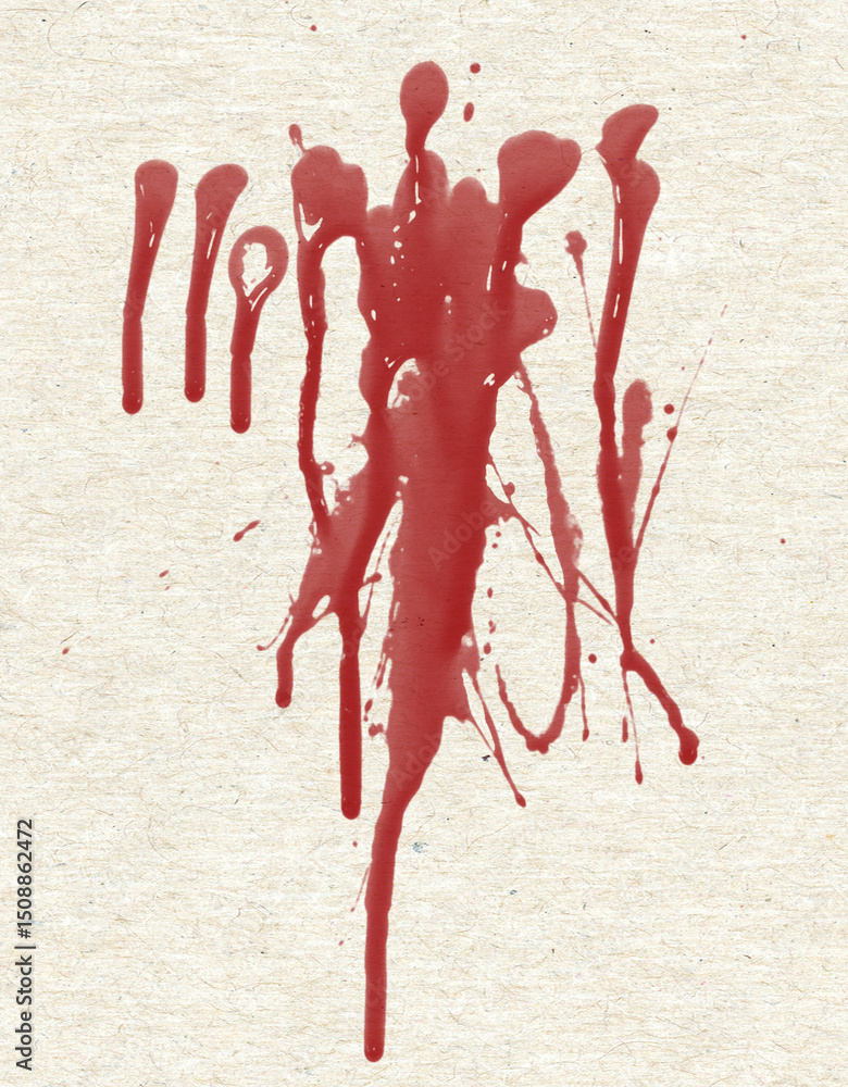 Poster dense blood splatter on textured paper a graphic element for creating intense and disturbing visuals