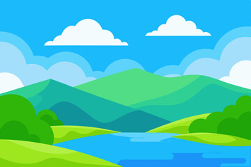 landscape with mountains and blue sky