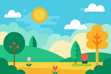 landscape with trees and clouds