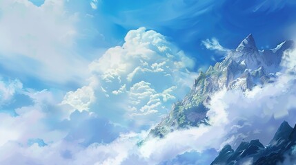 Obraz premium Serene Blue Cloudy Sky Backdrops for Diverse Nature Photography: Tropical Beach, Mountainous Landscape, Rural Field, Forest Trail & Beyond