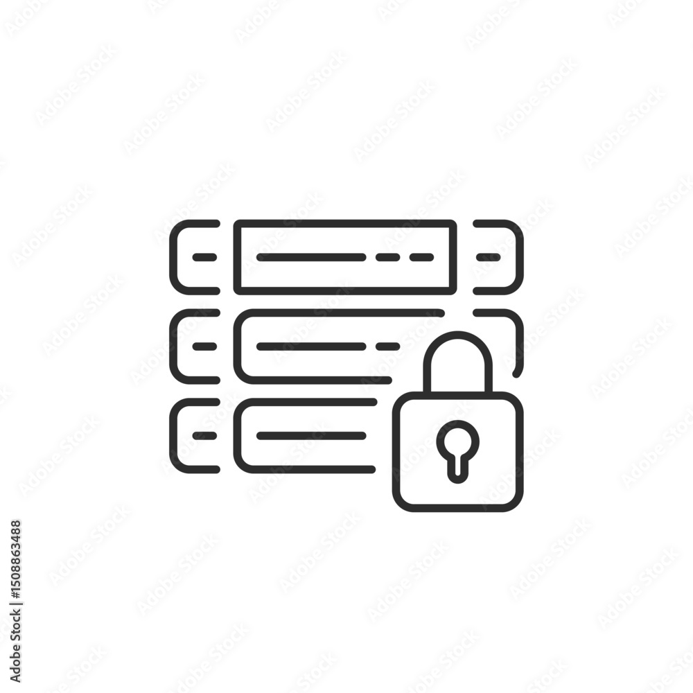 Poster this minimalist icon effectively symbolizes data security by representing locked files, which unders