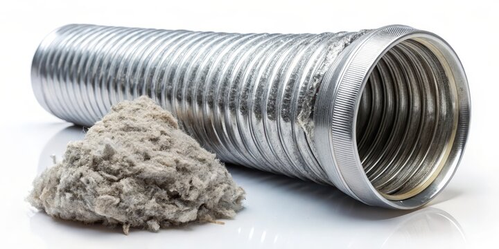 Flexible aluminum dryer vent duct filled with lint
