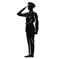 Soldier saluting military officer silhouette
