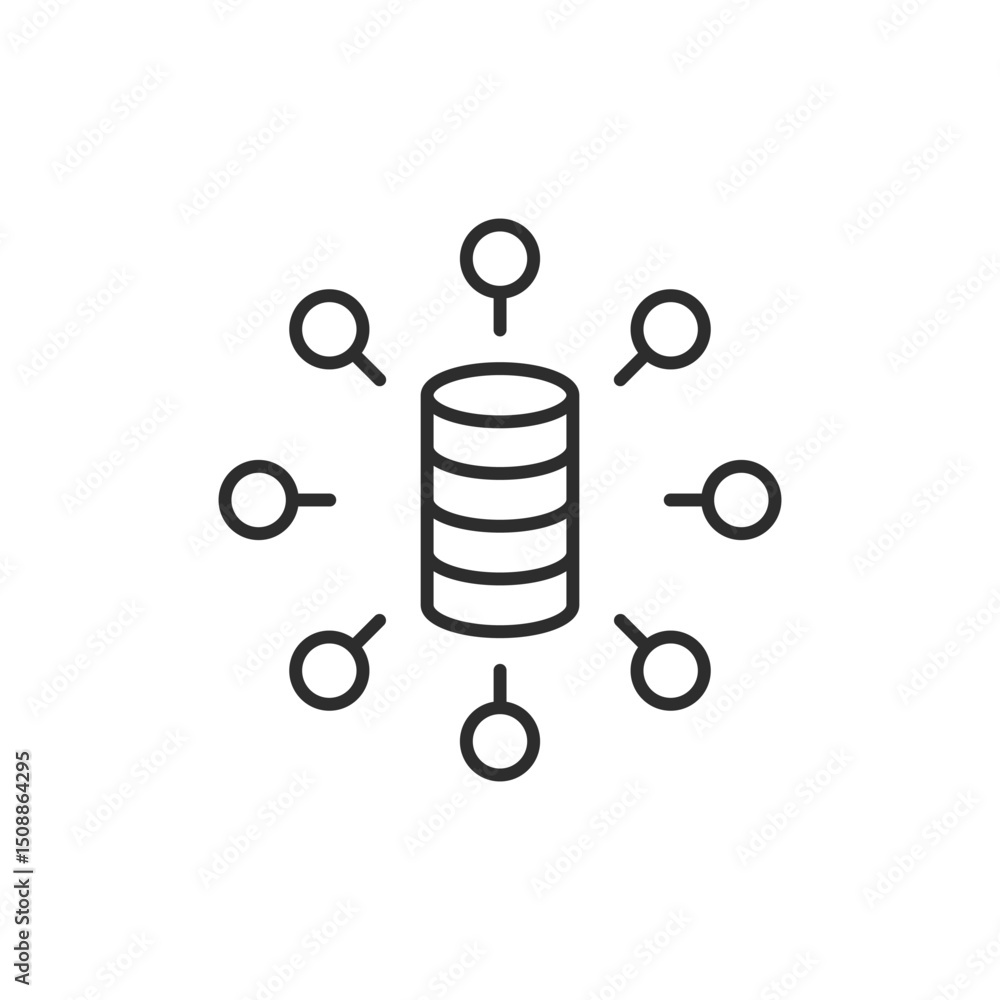 Aufkleber this icon illustrates the relationship between data storage and its elements, representing key conce