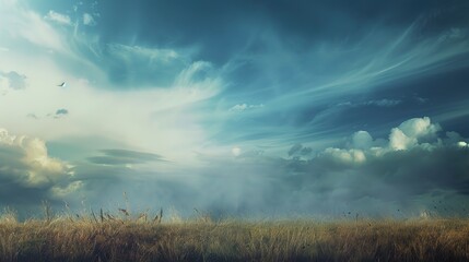 Serene Blue Cloudy Sky Backdrops for Diverse Nature Photography: Tropical Beach, Mountainous Landscape, Rural Field, Forest Trail & Beyond