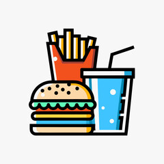 Fast Food Combo Animation | Burger Fries Drink Icon Pack