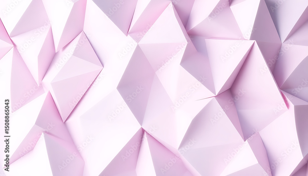 Aufkleber abstract polygonal background with geometric shapes in soft pastel pink color creating a 3d effect