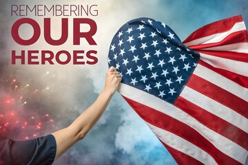 Remembering our heroes with american flag for memorial day image