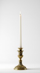 Golden candleholder with white candle