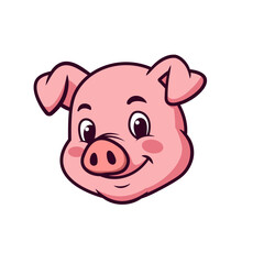 Cute Pig Face Cartoon Illustration