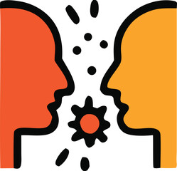 Two people coughing toward each other in close proximity. Suitable for illustrating health risks, contagious diseases, and personal hygiene.