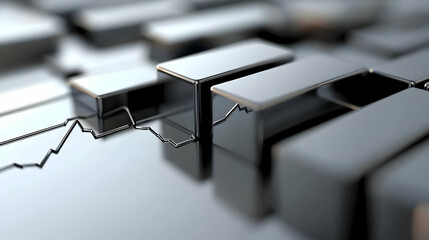 Obraz premium Abstract Silver Cubes Graph Trend Decline