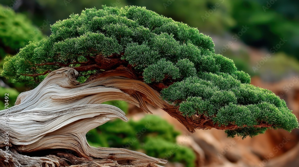 Aufkleber a tree with a twisted trunk displaying unique shapes and textures in a stunning close-up of its natu
