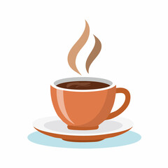 Obraz premium Aromatic Hot Coffee in Orange Cup A Cozy Morning Beverage