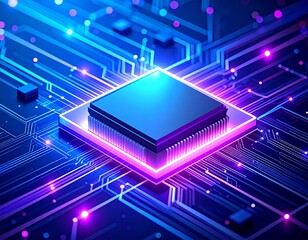 Fototapeta premium Flat Vector AI Chip Diagram