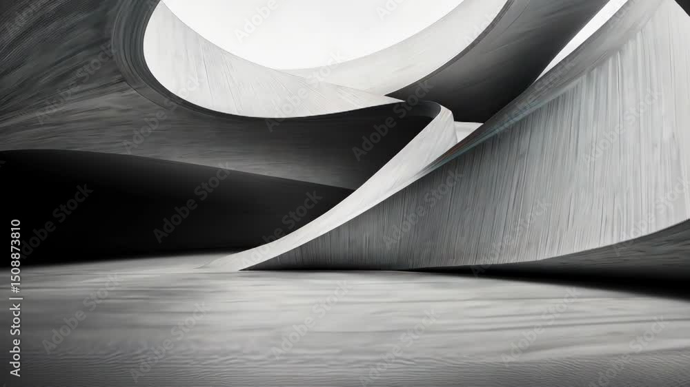 Aufkleber abstract architecture featuring smooth, curved concrete structures with modern design and minimalist
