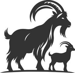 Farm animal vector silhouette of a goat