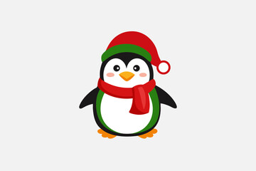 penguin with santa hat and scarf
