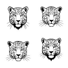 Leopard Head silhouettes Illustration