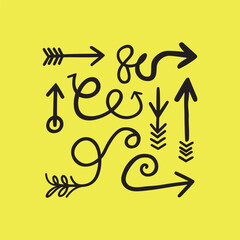 Collection of hand drawn arrow symbols directions