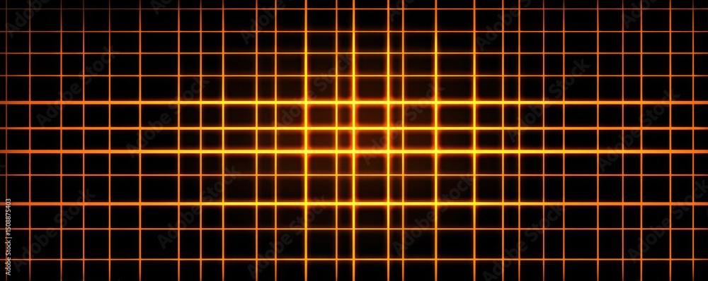Poster glowing orange grid pattern on a dark background with highlighted intersection