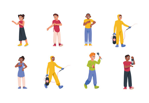 Colorful Dengue Prevention People Medical Healthcare Awareness Illustrations Set
