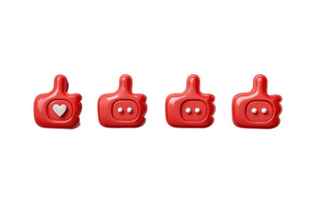 PNG Red thumbs up icons with heart and eyes on black background