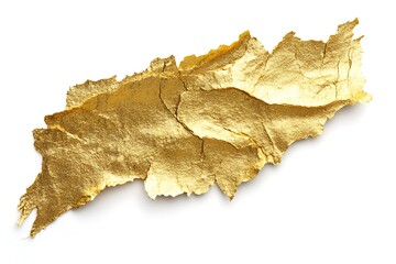 A close-up view of a torn piece of gold leaf, showcasing a beautiful, textured surface with a luxurious tear-off effect