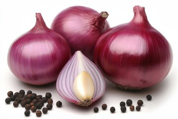 red onions with scattered black paper
