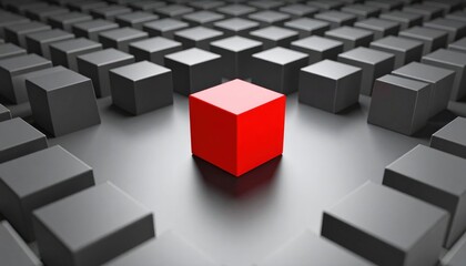 Red Cube Among Gray Cubes