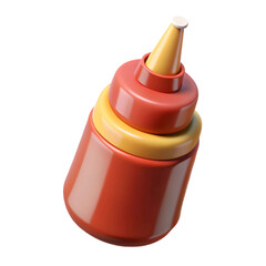 3D red ketchup bottle icon Cartoon spice squeeze bottle illustration for kitchen graphicsasti fast food icon for food design, restaurant and kids menu sweet treat design and food branding PNG