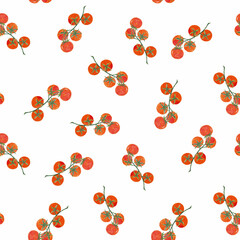 Seamless pattern with hand-painted acrylic style tomatoes. Texture with vegetables, culinary motifs for kitchen, cooking blog, farmers market, grocery store, online shop