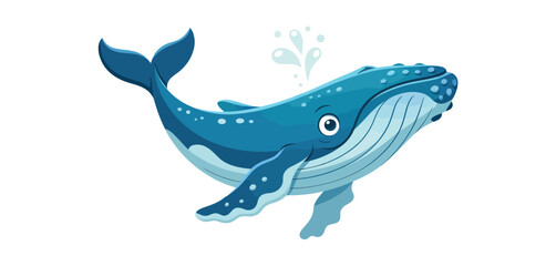 Cartoon Humpback Whale Spouting Water Ocean Animal