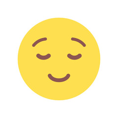 目を閉じで穏やかに微笑むシンプルな絵文字 - 満足や感謝･安心や幸せのイメージアイコン素材